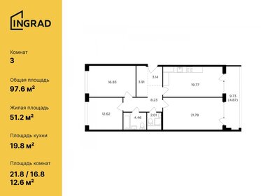 Квартира 97,6 м², 3-комнатная - изображение 1