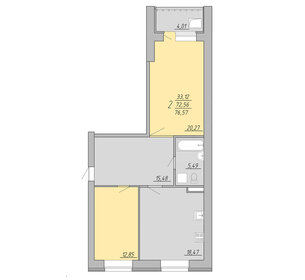 Квартира 76,6 м², 2-комнатная - изображение 1