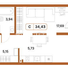Квартира 34,4 м², студия - изображение 5