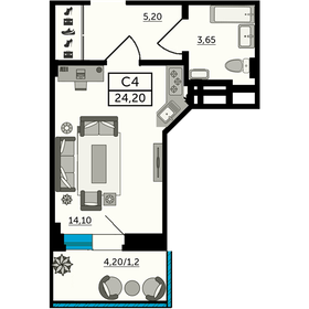 24,6 м², квартира-студия 3 500 000 ₽ - изображение 33