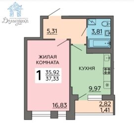 Квартира 37,3 м², 1-комнатная - изображение 1