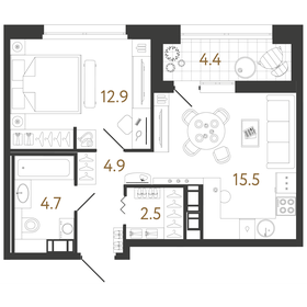 42 м², 1-комнатная квартира 15 802 555 ₽ - изображение 22