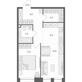 46,1 м², 1-комнатная квартира 20 989 772 ₽ - изображение 1