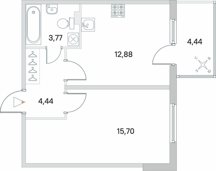 38,1 м², 1-комнатная квартира 6 390 423 ₽ - изображение 46