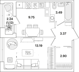 31,3 м², 1-комнатная квартира 7 400 000 ₽ - изображение 47