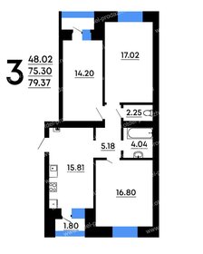 Квартира 79,4 м², 3-комнатная - изображение 1