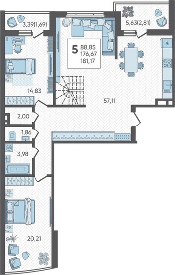 181,2 м², 5-комнатная квартира 22 283 910 ₽ - изображение 1