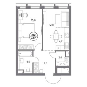 Квартира 48,6 м², 1-комнатная - изображение 1