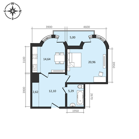 60,6 м², 2-комнатная квартира 9 258 000 ₽ - изображение 1