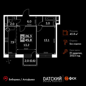 Квартира 45,8 м², 2-комнатная - изображение 1