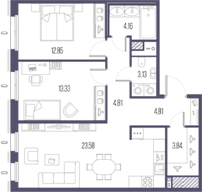 Квартира 70,5 м², 2-комнатная - изображение 1