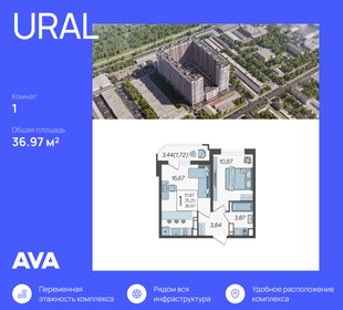 Квартира 37 м², 1-комнатная - изображение 1