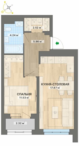 44,3 м², 1-комнатная квартира 8 400 000 ₽ - изображение 1