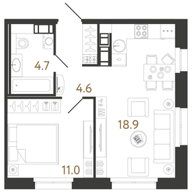46,9 м², 1-комнатная квартира 12 990 000 ₽ - изображение 105