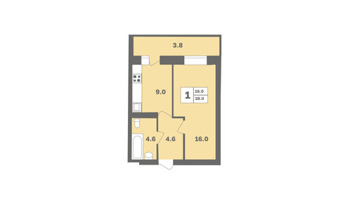 39,1 м², 1-комнатная квартира 4 000 000 ₽ - изображение 30