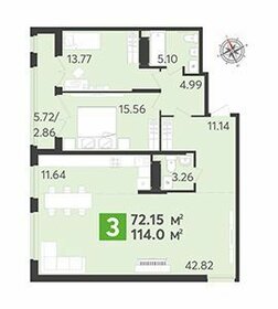 Квартира 114 м², 3-комнатная - изображение 1