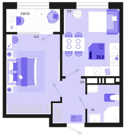 Квартира 35 м², 1-комнатная - изображение 1