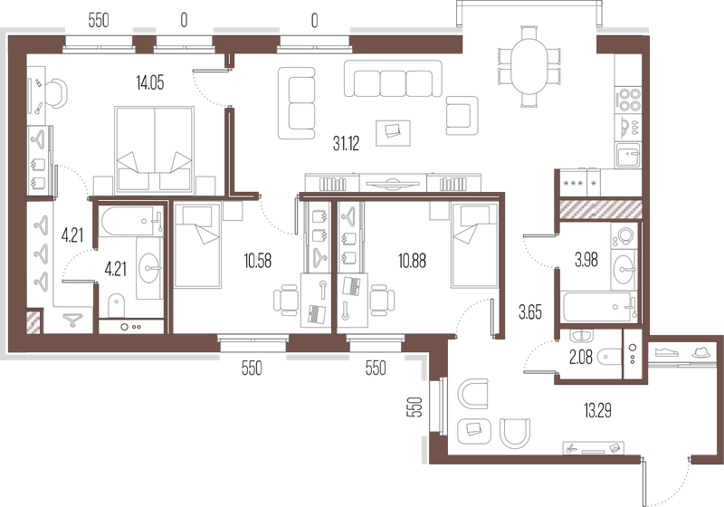 98,1 м², 3-комнатная квартира 32 797 724 ₽ - изображение 1