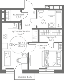 Квартира 32,5 м², 1-комнатная - изображение 1