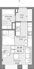 Квартира 28,9 м², 1-комнатная - изображение 1