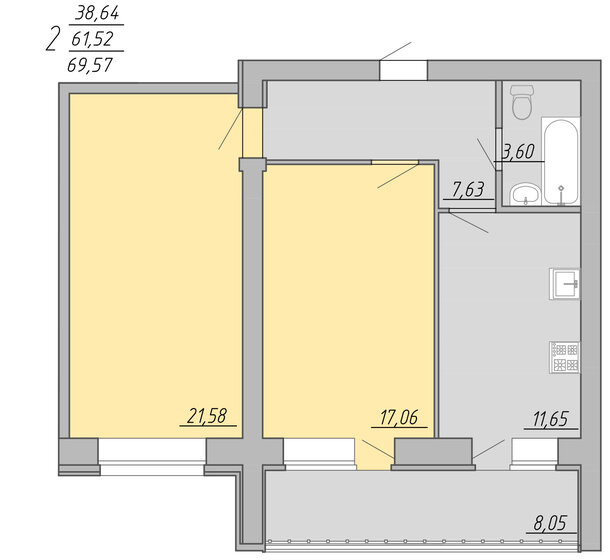 69,6 м², 2-комнатная квартира 6 678 720 ₽ - изображение 1