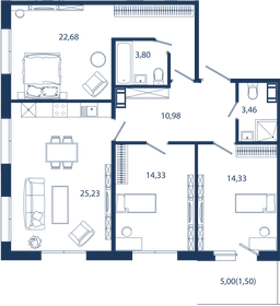 96,3 м², 3-комнатные апартаменты 31 583 756 ₽ - изображение 63