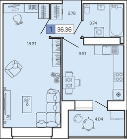 15 м², квартира-студия 1 200 000 ₽ - изображение 45