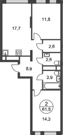 61,8 м², 2-комнатная квартира 17 101 698 ₽ - изображение 41