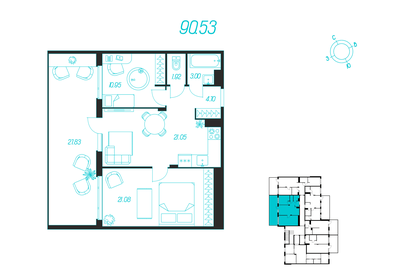 Квартира 71,1 м², 2-комнатная - изображение 1