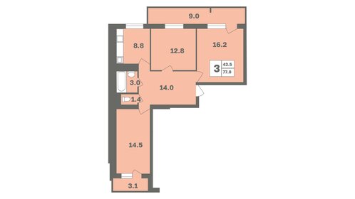 75,3 м², 3-комнатная квартира 6 752 845 ₽ - изображение 58