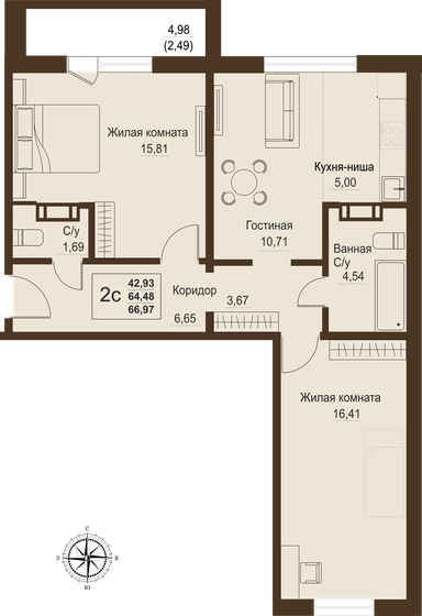 64,5 м², 3-комнатная квартира 6 415 760 ₽ - изображение 1