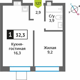 Квартира 32,3 м², 1-комнатная - изображение 1