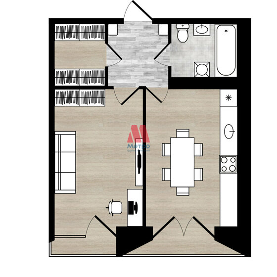 44,2 м², 1-комнатная квартира 6 497 400 ₽ - изображение 1