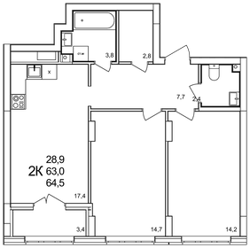 66 м², 2-комнатная квартира 10 500 000 ₽ - изображение 59