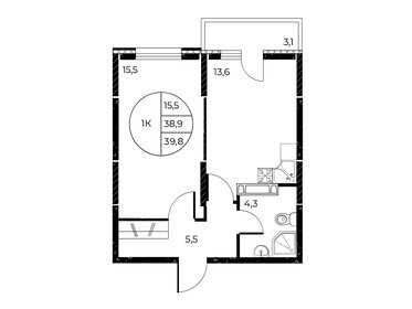 39,8 м², 1-комнатная квартира 6 682 420 ₽ - изображение 11