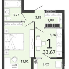 Квартира 33,7 м², 1-комнатная - изображение 1