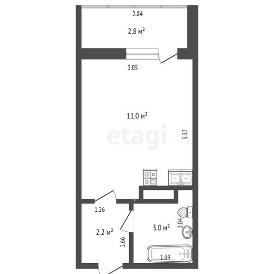 16,2 м², квартира-студия 3 650 000 ₽ - изображение 1