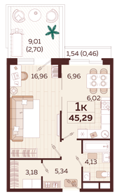 58,4 м², 1-комнатная квартира 12 316 650 ₽ - изображение 56