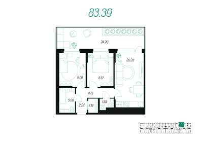 65,9 м², 2-комнатная квартира 7 737 834 ₽ - изображение 8