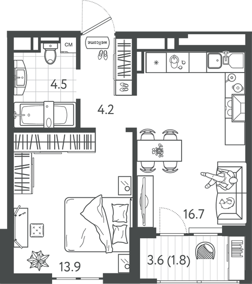 41,1 м², 1-комнатная квартира 12 330 000 ₽ - изображение 1