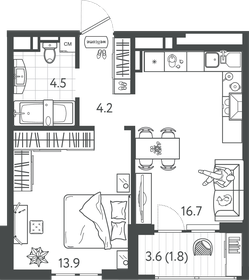 41,1 м², 1-комнатная квартира 12 330 000 ₽ - изображение 4