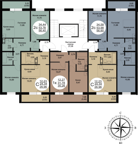 59,3 м², 3-комнатная квартира 6 720 084 ₽ - изображение 62
