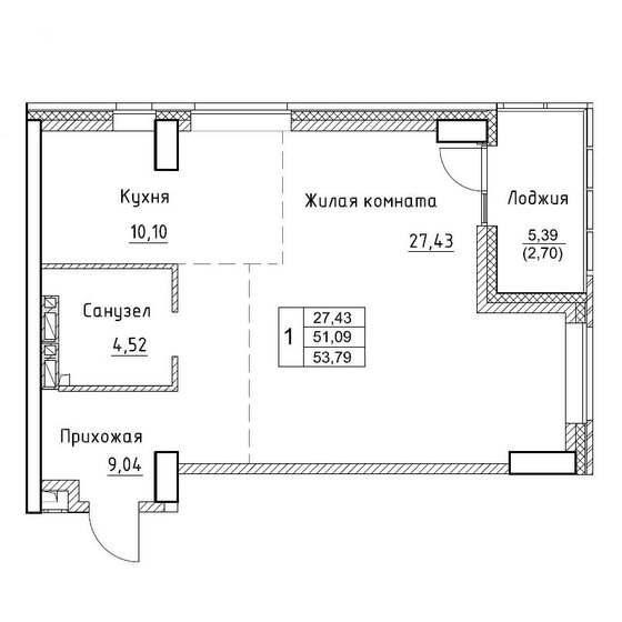 53,8 м², 2-комнатная квартира 8 283 660 ₽ - изображение 1