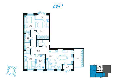 Квартира 159,7 м², 4-комнатная - изображение 1