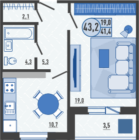 40,1 м², 1-комнатная квартира 3 412 510 ₽ - изображение 28