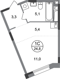 25,6 м², квартира-студия 7 558 575 ₽ - изображение 1