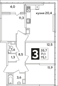 78,6 м², 3-комнатная квартира 13 000 000 ₽ - изображение 99