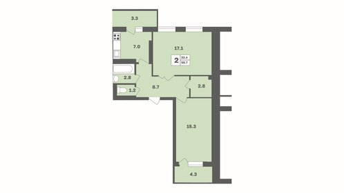 62,7 м², 2-комнатная квартира 5 155 000 ₽ - изображение 52