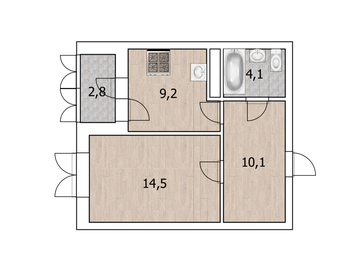 Квартира 39,3 м², 1-комнатная - изображение 1