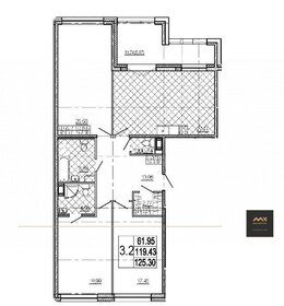 Квартира 125,3 м², 3-комнатная - изображение 1